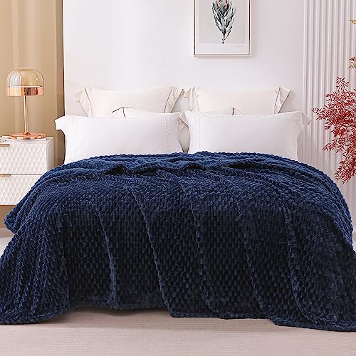 Exclusivo Mezcla Fleece Double Size Blanket for Bed Extra Large Fuzzy Navy Blue Bed Blankets