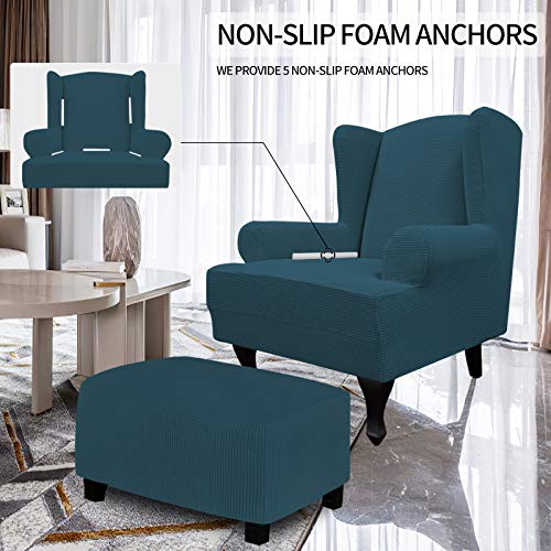 Image of Easy-Going Stretch Large Wingback Chair Sofa Slipcover Deep Teal