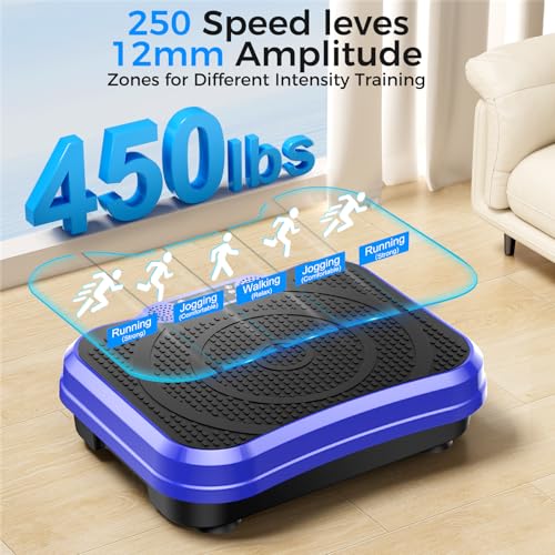 Image of Vibration Plate Exercise Machine,Vibration Plate for Lymphatic Drainage Power Vibration Plate Machine Support 450 Lbs 250 Adjustable Speeds,Vibrating Plate Shake Plate Weight Loss