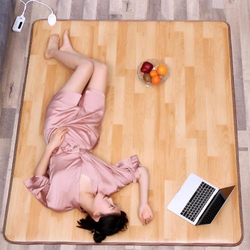 RoMukA Alfombrillas con calefacción eléctrica, Alfombra Grande de Grano de Madera, Alfombrilla con calefacción eléctrica para el hogar, Calentador de Suelo para el hogar, Calentador de pies