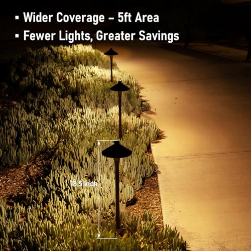 Image of LEONLITE 6-Pack 5CCT Low Voltage LED Pathway Lights, Hat Shape Head
