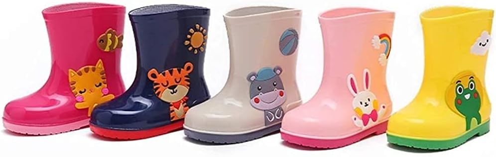 Children' s Rain Boots Girls Boys and Children Rain Boots Non- Slip Light Water Shoes Fashion Baby Overshoes rain Boots (Color : Yellow Size: 17cm)