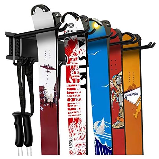 WALMANN Garage Storage Organization System Ski Wall Rack 10 Pairs of Skis Mount Hanger Home Shed and Garage Snowboard Wall Rack System Holds Up to 300lbs