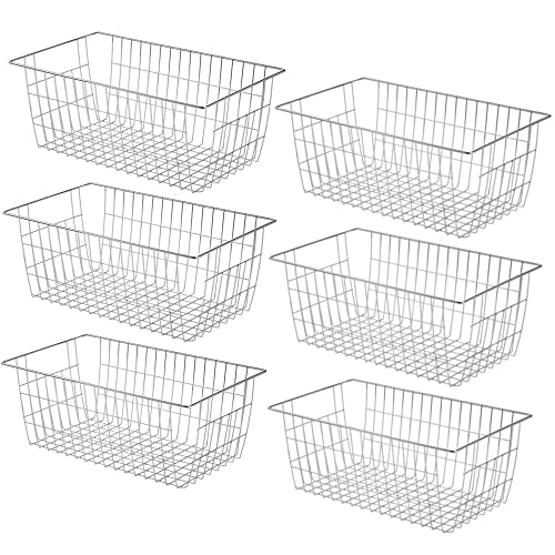 Slideep Farmhouse Wire Organizer Storage Bin Basket with Handles, Food
