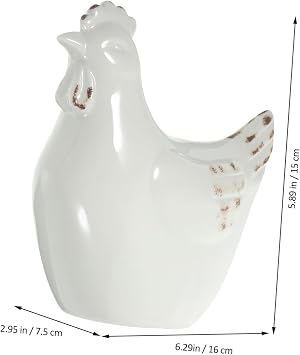 Modern Ceramic Hen Figurine, White Decorative Sculpture for Home