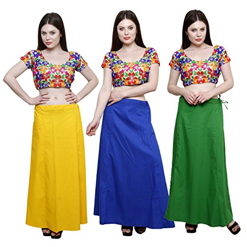 Image of Pistaa combo of 3 Women's Cotton Best Indian Readymade Inskirt Saree petticoats