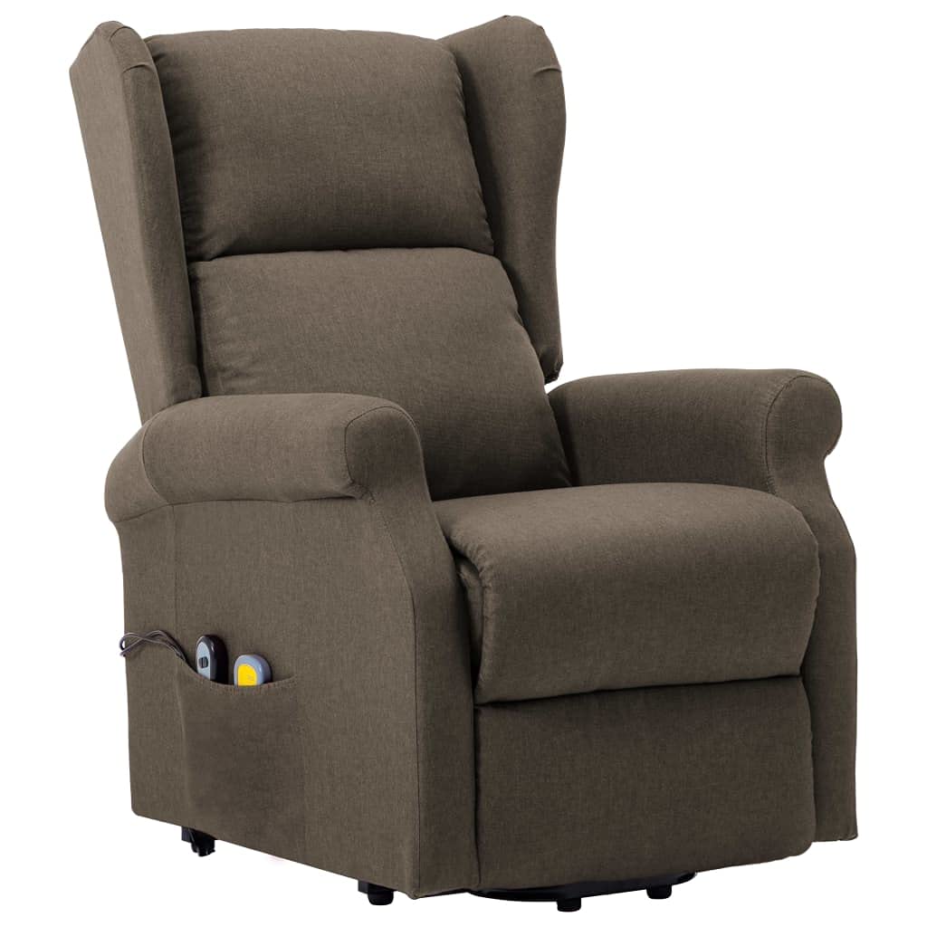 vidaXL Poltrona Massaggiante Alzapersona Poltroncina per Massaggi Divano Singolo Massaggiatore Sedia TV Arredamento Grigio Talpa in Tessuto