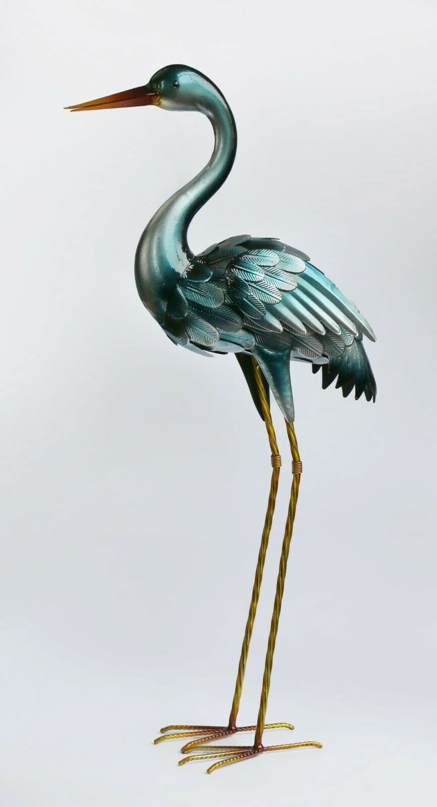 Garden Haven ® Elegant Metal Crane Pair Sculpture Large Patio Garden Bird Decorative Sculpture Ornament Lawn (Looking Forward)