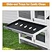 58'' Bunny Hutch Indoor with 3 Leak-Proof Trays, Wooden Waterproof Roof Rabbit Hutch Indoor/Outdoor, 2-Tier Bunny House/Chicken Coop, Gray and Black