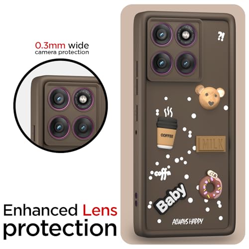 Image of Pikkme Back Cover for Motorola Moto Edge 60 Pro 5G | Cute Fun Cartoon 3D Bear Silicone Full Body Protection Bumper Case (Brown)