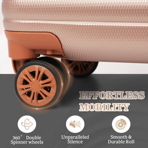 Image of Cobens Luggage Sets 5 Piece, Suitcases with Wheels, 20 inch /24 inch /28 inch,RoseGold