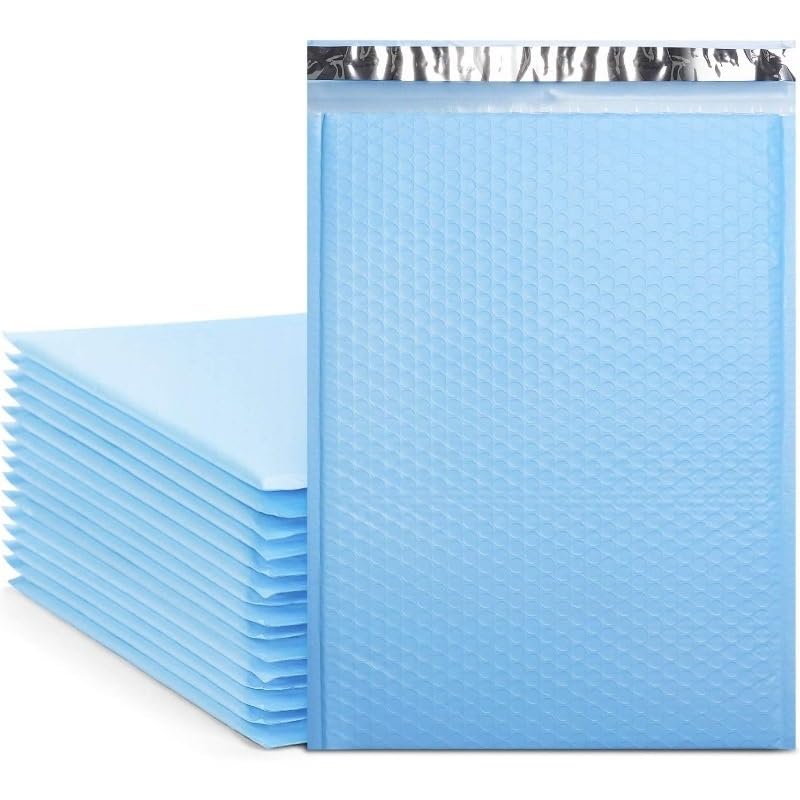 Versandtaschen 50 Stück Bunte Luftpolsterumschläge, wasserdichte Kuriertaschen, Luftpolstertaschen, Verpackungsbeutel for den Versand(Blue,12 * 18cm)