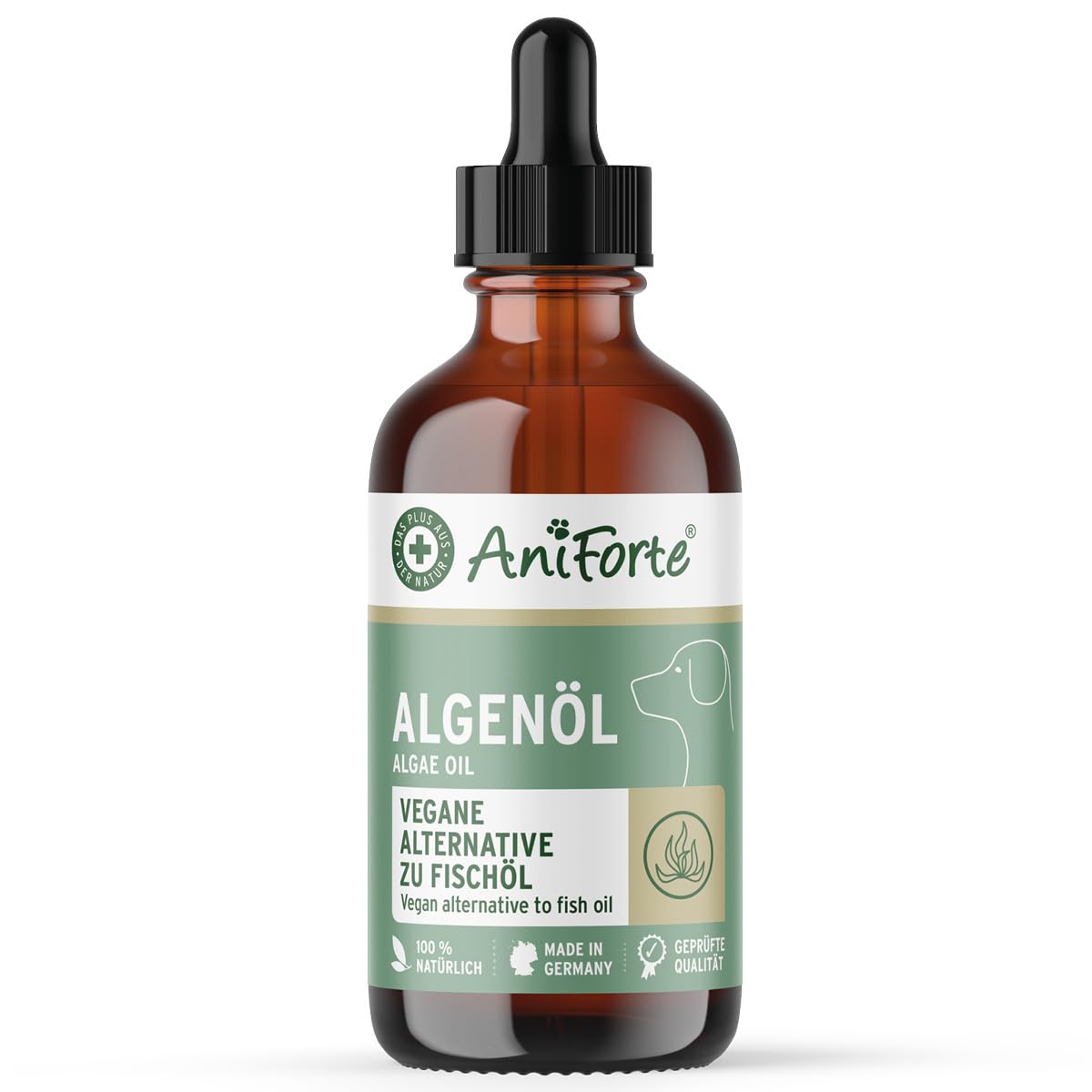 AniForte Algenöl für Pferde, Hunde & Katzen 50 ml – Hochkonzentriertes, veganes Omega-3 Öl aus Algen unterstützt Gelenke, Stoffwechsel, Fell & Haut