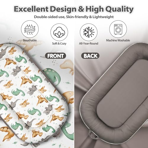 Image of BUTOA Baby Lounger - Breathable Soft Baby Nest, Portable Infant Support Cushion Tummy Time Mat for 0-24 Months, Infant Lounger for Home and Travel, Ideal Newborn Babies Essentials Baby Shower Gifts
