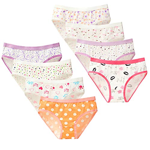 Kidear Ropa Interior de algodón para niñas Paquete de 8 Bragas Bragas de Hipster de Chica de Mediana/Baja Altura (L-(ES 36), Estilo1)