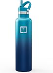 IRON °FLASK Canteen d'hydratation pour camping et randonnée - 24/32 oz avec 3 couvercles - Bouteille d'eau isolée avec paille - Acier inoxydable à double paroi - Étanche sous vide sans BPA - Flacon de voyage pour sports et gymnase