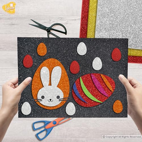 Image of Lakeer Self Adhesive Sticky A4 Size Glitter Sparkles Foam Sheet with Sticky Back Pack of 10 Sheets (10 Colours x 1 Pcs Each)