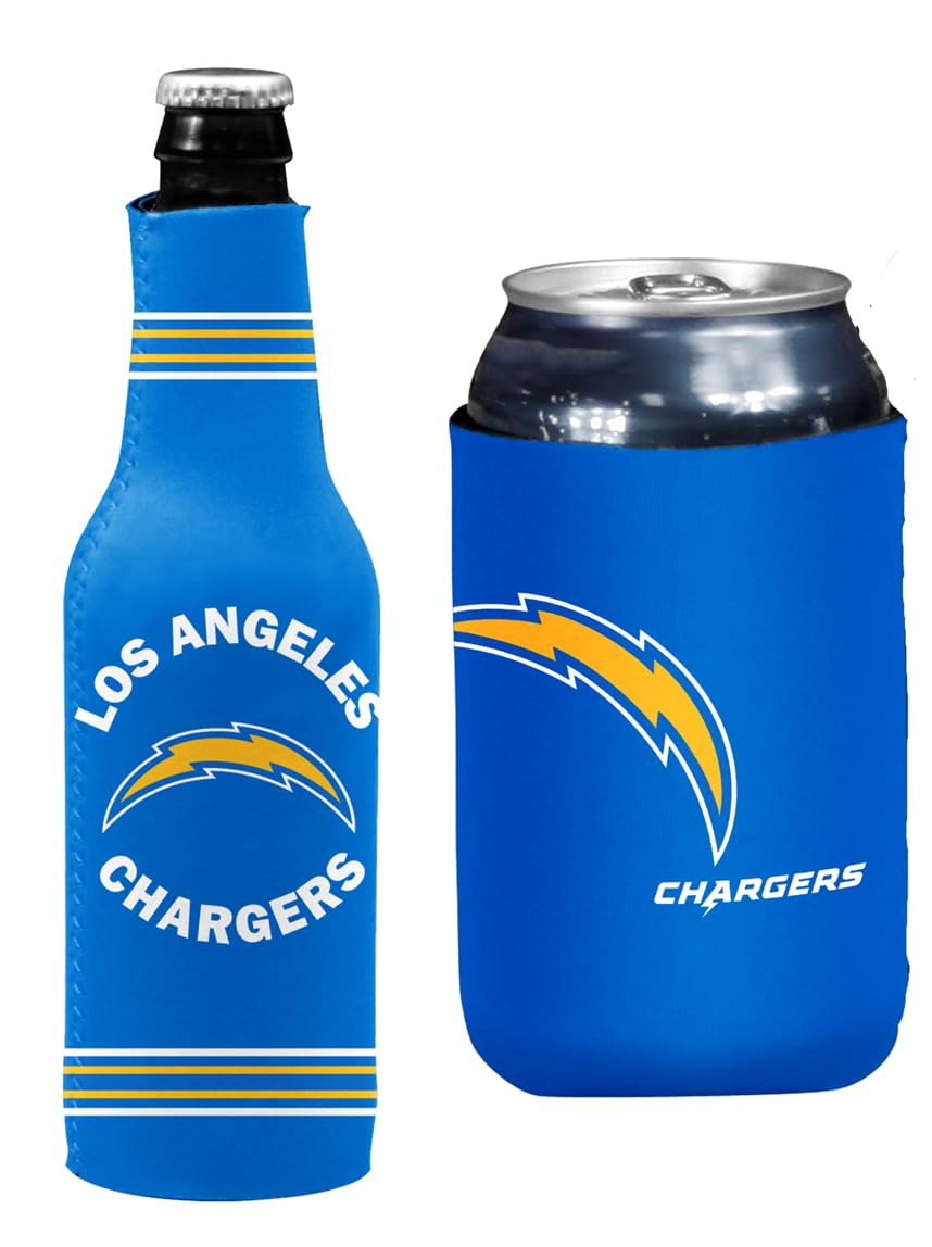 Football Can & Bottle Holder Insulator Beverage Huggie Cooler (Los Angeles Powder Blue Logo (Chargers))