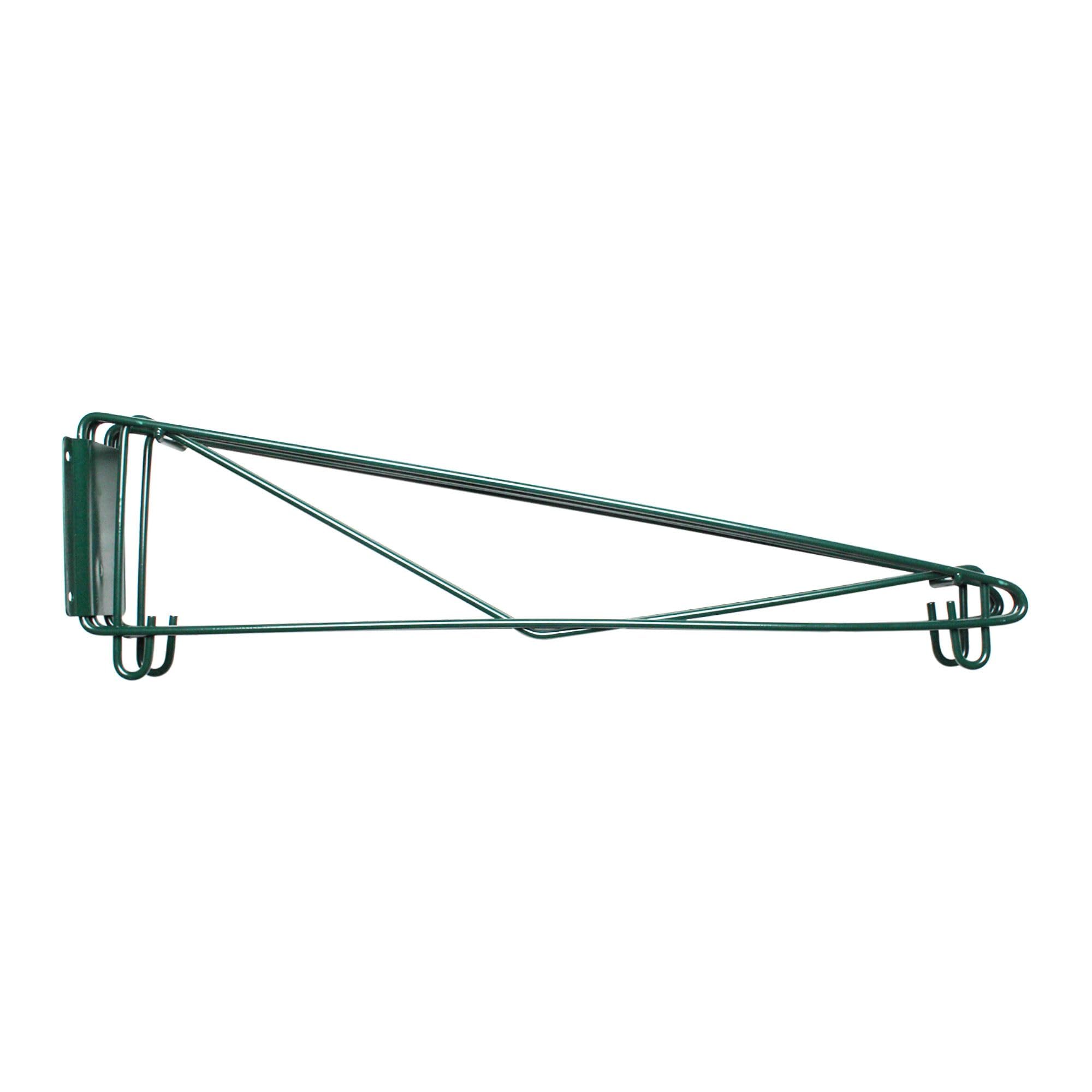TrueCraftware- 24” Double Shelf Support Direct Wall Bracket Green Epoxy Coated Iron- Shelves Support Wire Shelf Bracket for Pantry Kitchen Home Wire Shelf Bracket Wire Storage Racks Wall Mount Shelf