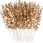 FEQO 72 Tiges D'Eucalyptus Artificielles Dorées - Branches Faux Eucalyptus Pour Décoration Mariage, Maison Et Vase