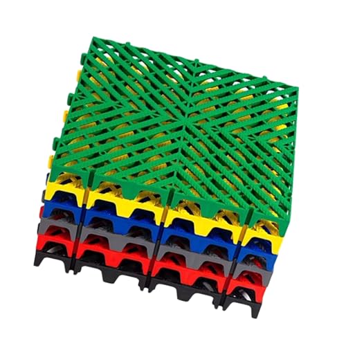 Rejilla de piso for lavado de autos de 4/8/12/16/20 piezas, con grandes orificios de drenaje y hebillas engrosadas, rejilla de drenaje de plástico modular(Color6,16 pieces)