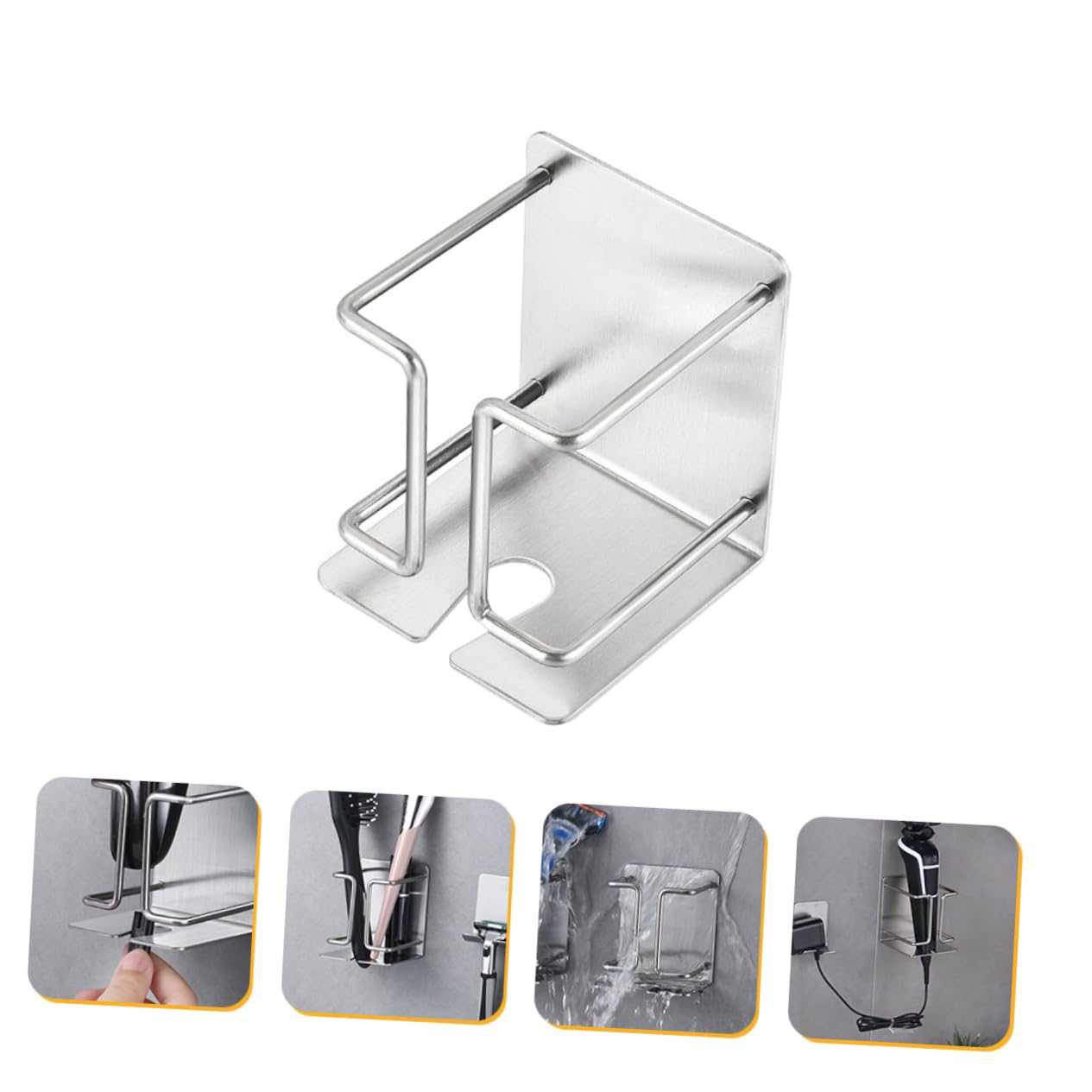 Healeved Electric Razor and Brush Stand Wall Mounted Storage Rack Bathroom Organizer Adhesive Mount