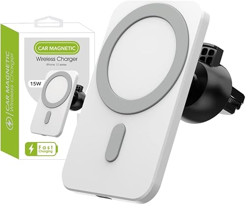 Miniatura 3 de SAJILO Cargador inalámbrico magnético de coche de 15 W compatible con iPhone 141312 Series carga inalámbrica rápida abrazadera de ventilación de
