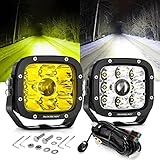 Auxbeam 5" LED Fog Driving Lights Combo, 110W 11000LM LED Pods Offroad Spot Lights Bar Yellow Auxili