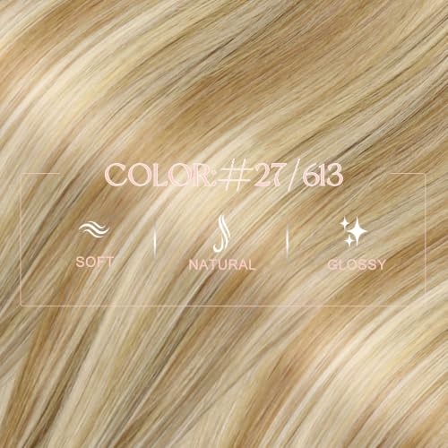 Image of Easyouth 20 Inch Nano Extensions Real Human Hair Highlight Nano Bead Hair Extensions Human Hair Honey Blonde Highlight Blonde Nano Ring Hair Extension Add Length 50g 50s
