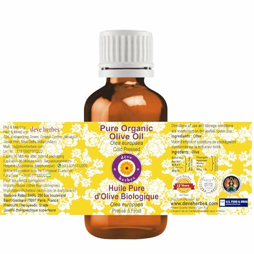 Deve Herbes Pure Organic Olive Oil (Olea europaea) Cold Pressed (Pack of Three)100ml X 3 (10 oz) image 5