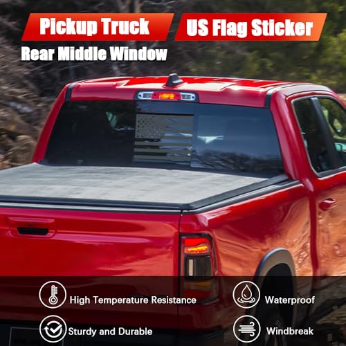 Image of USA Flag Decal for Truck Back Window,Car Decal and Sticker,American Decal for Pickup,Decals for Dodge Ram 2009-2024(Black-Ram)