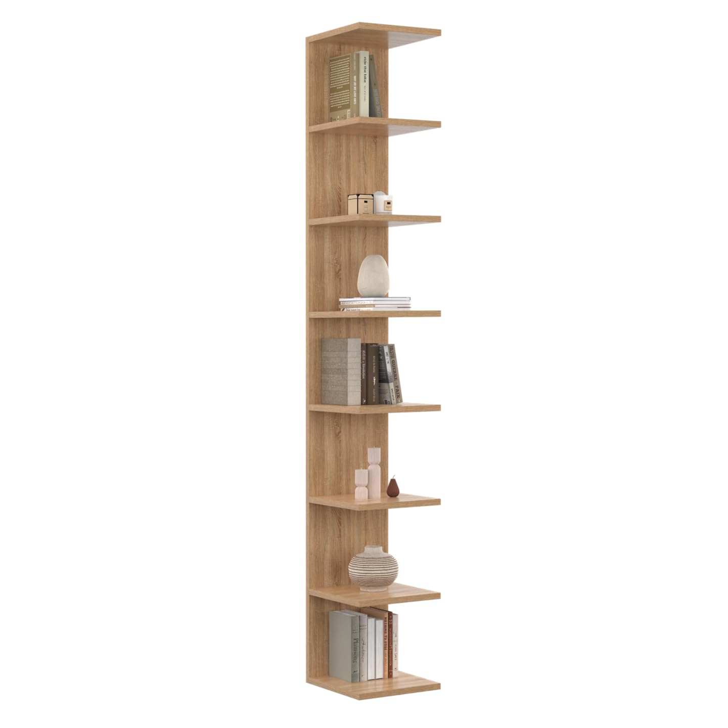 IDMarket - Etagère Murale Suspendue Double Position Chiara 8 étagères façon hêtre 190 cm
