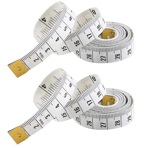 Tape Measure for Body & Sewing 2 Pack Double Sided - Soft Flexible Fibreglass Body Measuring Tape - Dressmakers Tailors Seamstress - Waist Cloth Fabric & Clothing - 150cm/60in Inches & cm