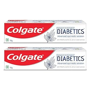 Colgate Toothpaste for the oral health of Diabetics, Pack of 2X70gm, Sugar-Free Ayurvedic Toothpaste with Madhunashini &Jamun Seed Extracts, Fights Infection causing Bacteria & prevents gum infection