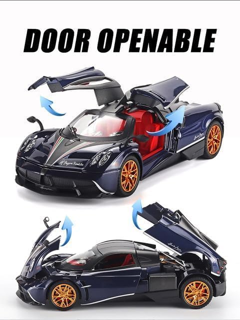 Image of Exclusive Alloy Metal Pull Back Die-Cast Car 1:24 Big Pagani Huayra Toy Car Diecast Metal Pullback Toy Car With Openable 6 Doors, Light Music Boys Gifts Toys(Design-72), Purple