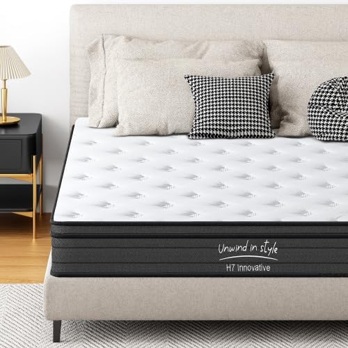 King Mattress,10 Inch King Size Mattresses in a Box, Memory Foam Hybrid Matress, Pillow Top Bed Mattress with Individual Pocket Springs, Breathable,RV Medium Firm Mattresses,CertiPUR-US (King 10'')