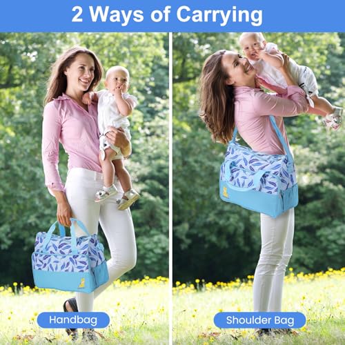 Image of Moclever 5Pcs Baby Nappy Diaper Bags Set-Baby Bags for Mom,Waterproof Maternity Bags with Bottle Bag,Food Bag&Changing Pad For Mom Dad
