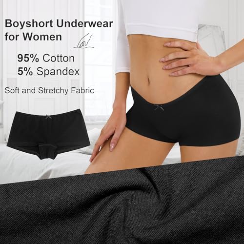 Image of Allxwek Womens Cotton Underwear Boy Shorts for Women Stretch Comfort Boxer Briefs Ladies Knot Panties 3 /6 3901