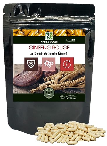 NAKURU | 60 Gélules Végétales |Ginseng Rouge | Gamme Power | Fabriqué en France | 