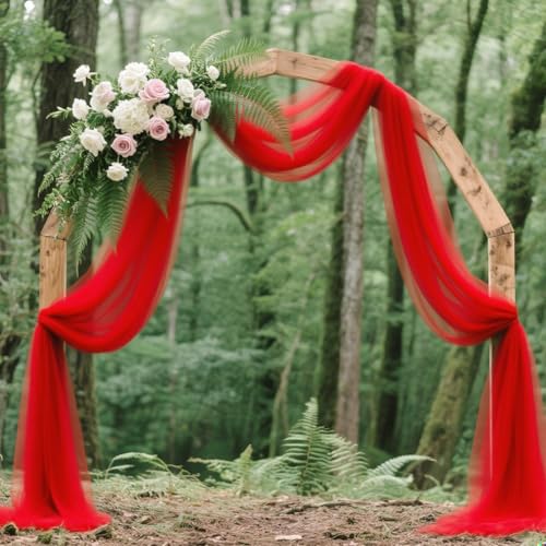 Miniatura 7 de Cenefa De Boda Cortinas Con Cenefas 3m X 160cm Tul Rojo Para Arco Decoración Boda Romantica Cortinas Decoracion