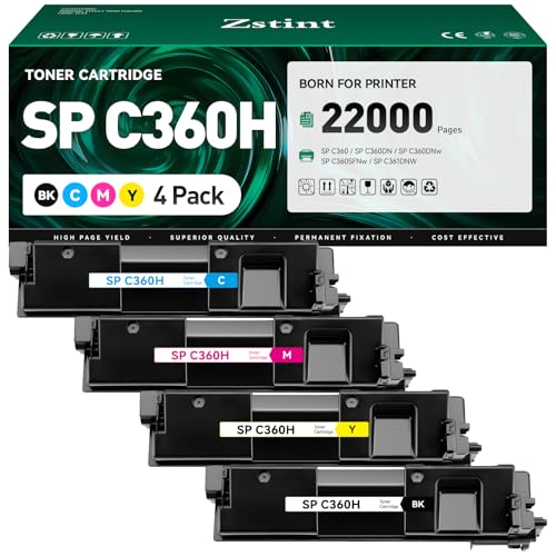 SP C360H Toner Cartridge Set 4-Pack High Yield Replacement for Ricoh...