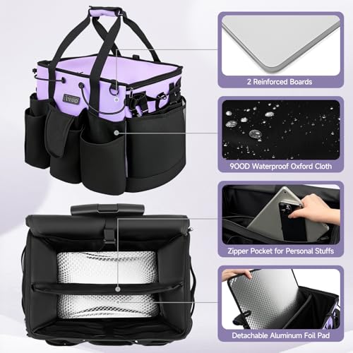 Image of LOEUO Large Cleaning Caddy for Cleaning Supplies Organizer, Rolling Cleaning Caddy Bags with Wheels for Housekeepers, Cleaning Carts on Wheels for Home Car Office Picnic
