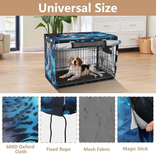 Housse imperméable pour cage chien et chat bleu guépard - 5