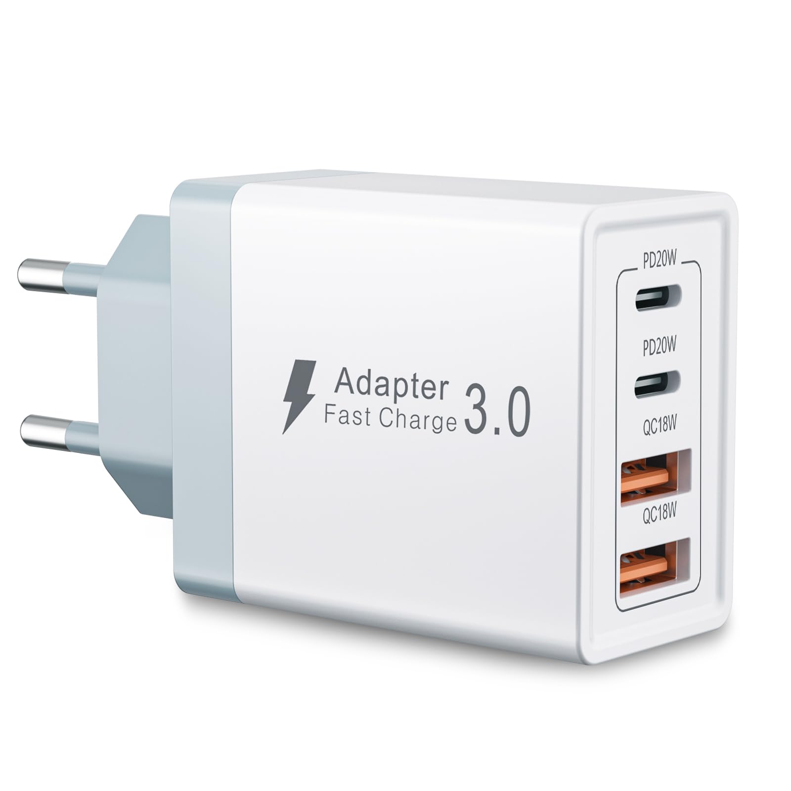 USB C Ladegerät, 45W 4 Ports Mehrfach Ladegerät mit USB A und USB C Charger Adapter,Schnellladegerät PD 3.0 USB Netzteil für iPhone 17 16 15 14 13 12 11 Pro Max,X 8 7 iPad, Samsung USBC Ladestecker
