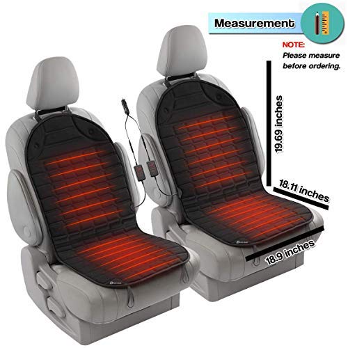 image for 2pc. Black Heated Car Seat Cushion with 1 Integrated Plug Adjustable T