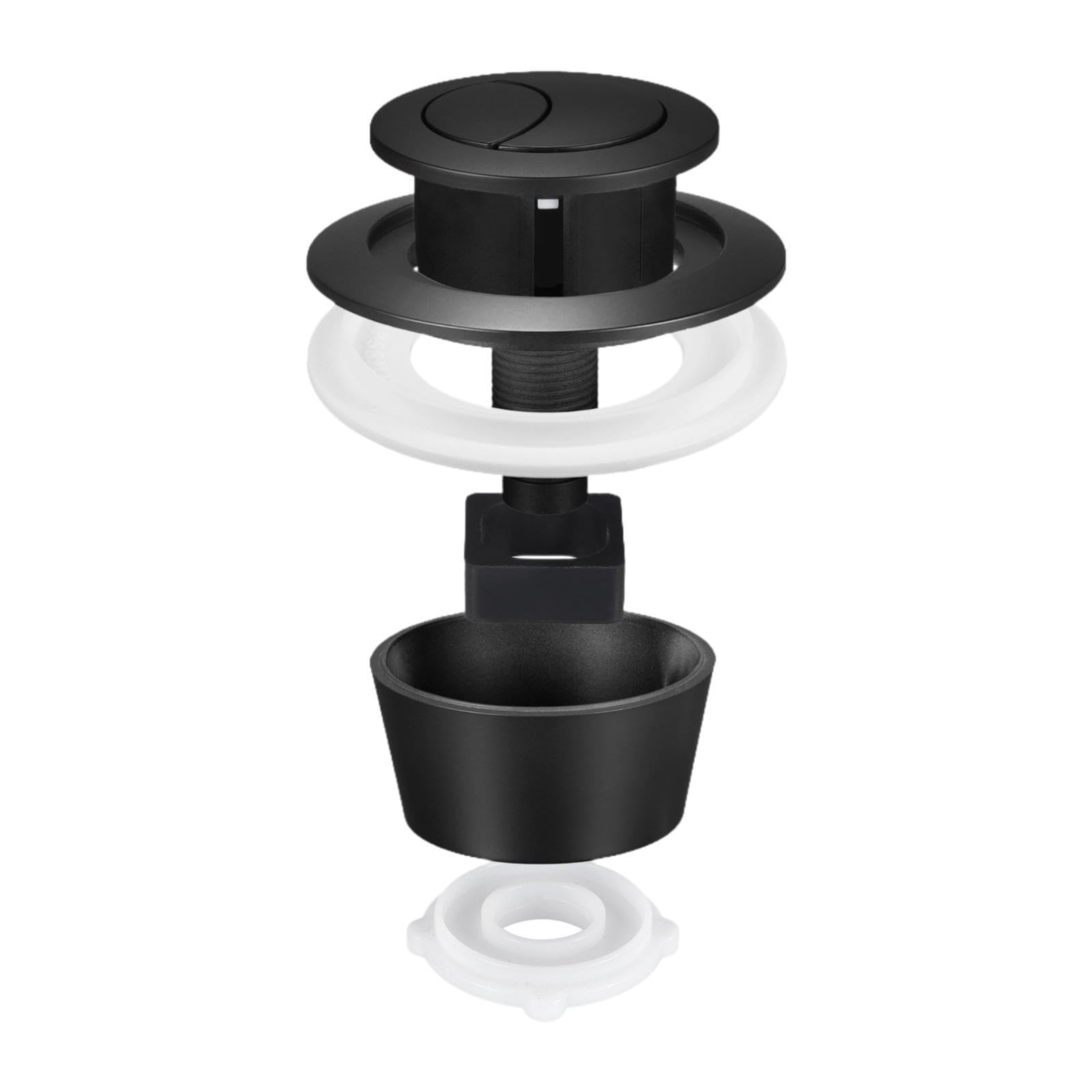 Botón de Inodoro Sustituto de Válvula para Tanque Accesorios Resistente Instalación Sencilla Material PP para Uso en Reparación Baño, Negro