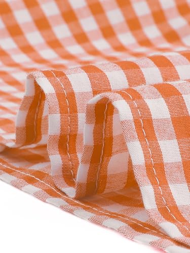 Image of Agnes Orinda Plus Size Gingham Dresses 1950s Vintage Plaid Round Neck Short Sleeve Tiered Midi Summer Dress