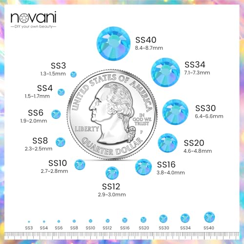 Image of Rhinestones Novani Rhinestones for Crafts Glass Crystals Nail rhinestones Flatback Nail Gems and Rhinestones for Nails Art Makeup Face Clothes Shoes Decoration DIY(SS20, 1440pcs, Aquamarine AB)