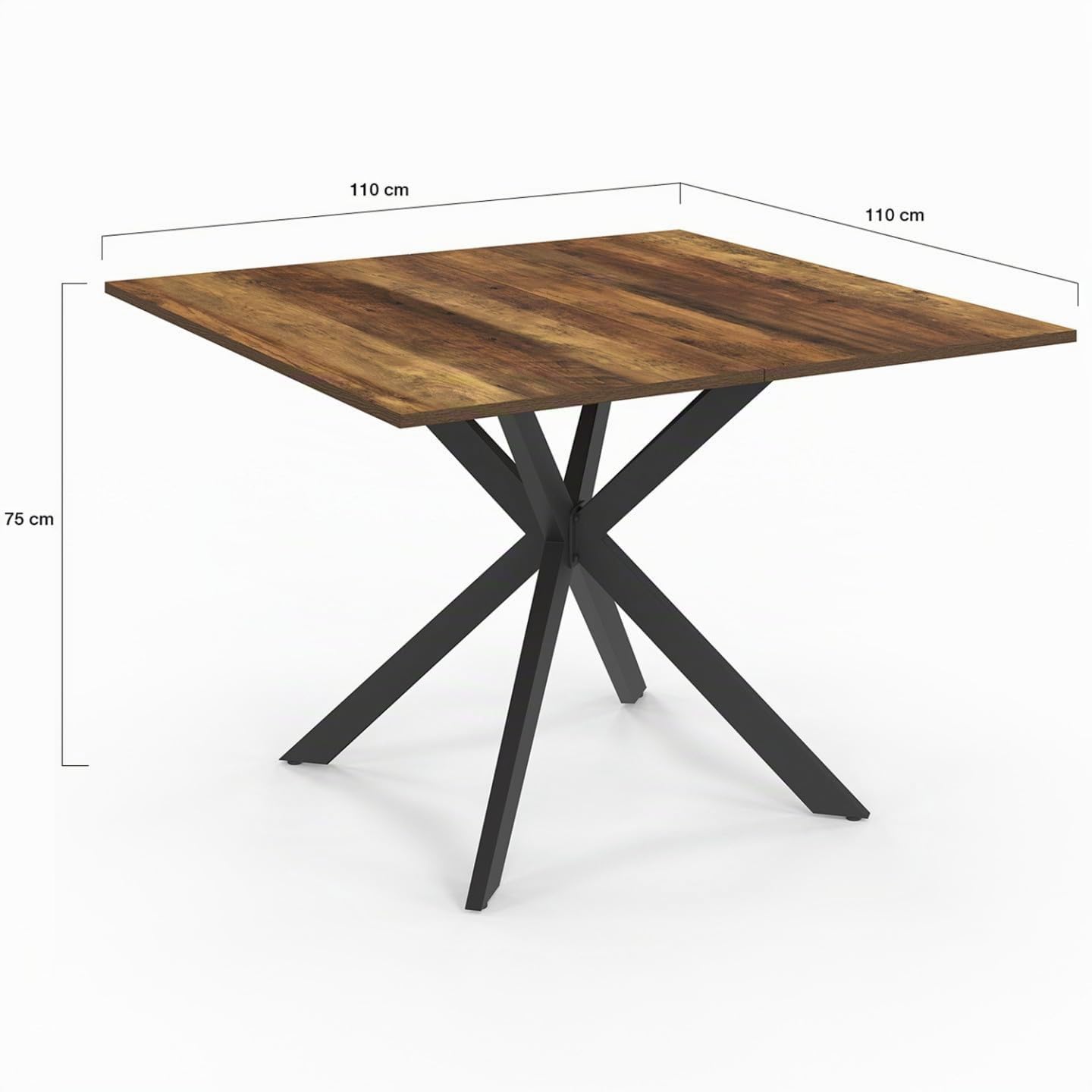 IDMarket - Table à Manger carrée Alix 110 cm Pied araignée Noir