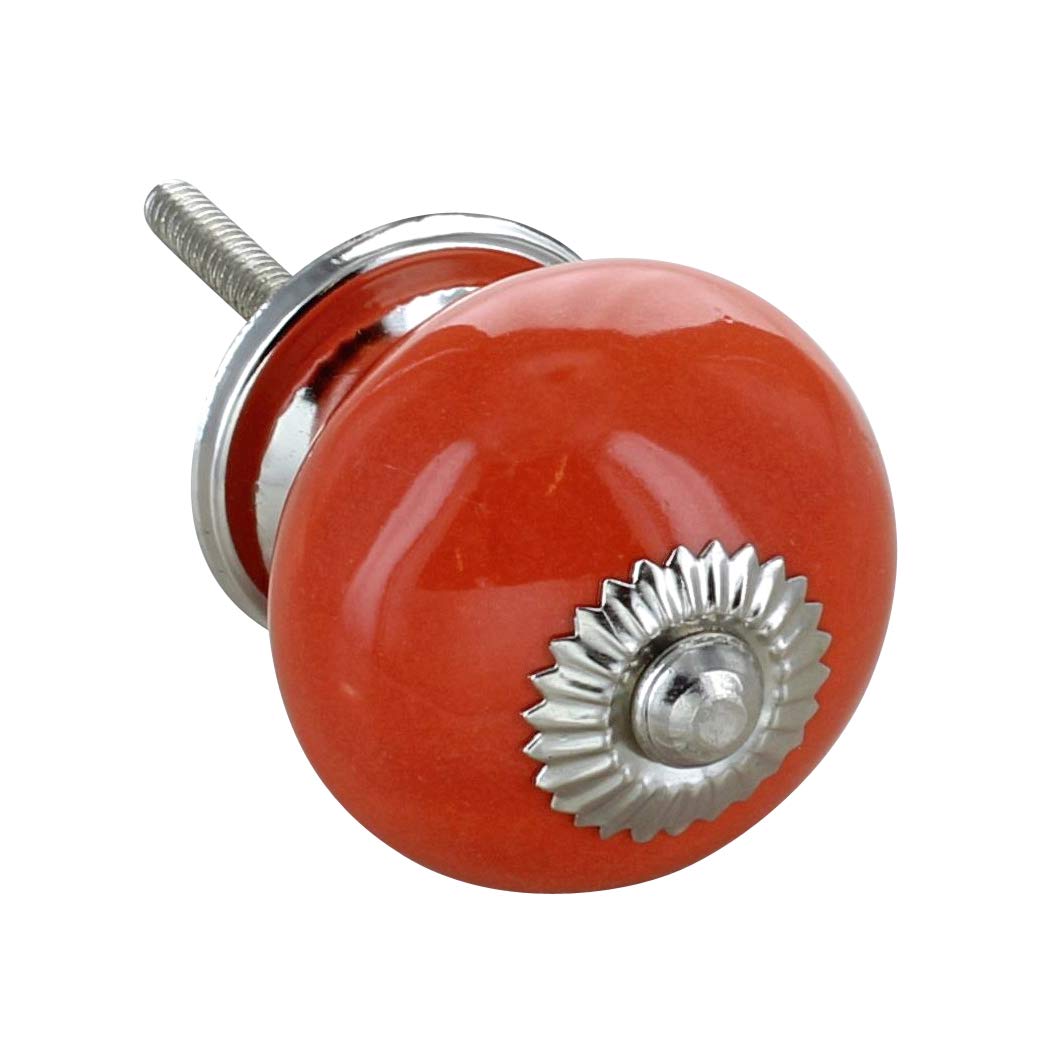G Decor Solid Colour Ceramic Door Knob Vintage Shabby Chic Cupboard Drawer Pull Handle (Orange) โ image 1